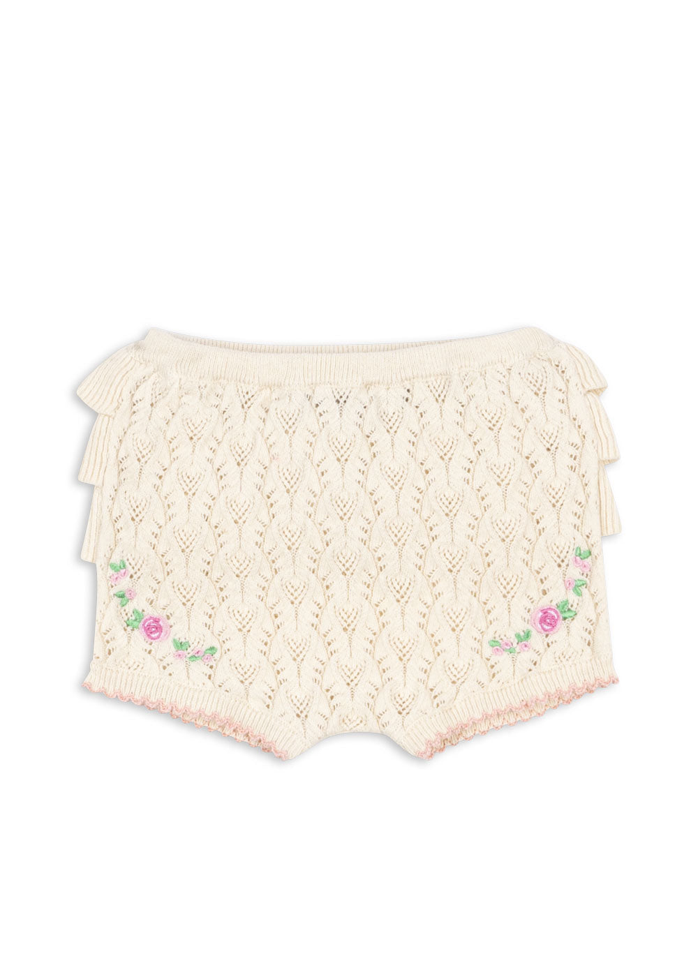 Knit Rose Embroidered Rosier Baby Bloomers