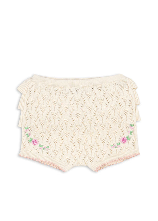 Knit Rose Embroidered Rosier Baby Bloomers