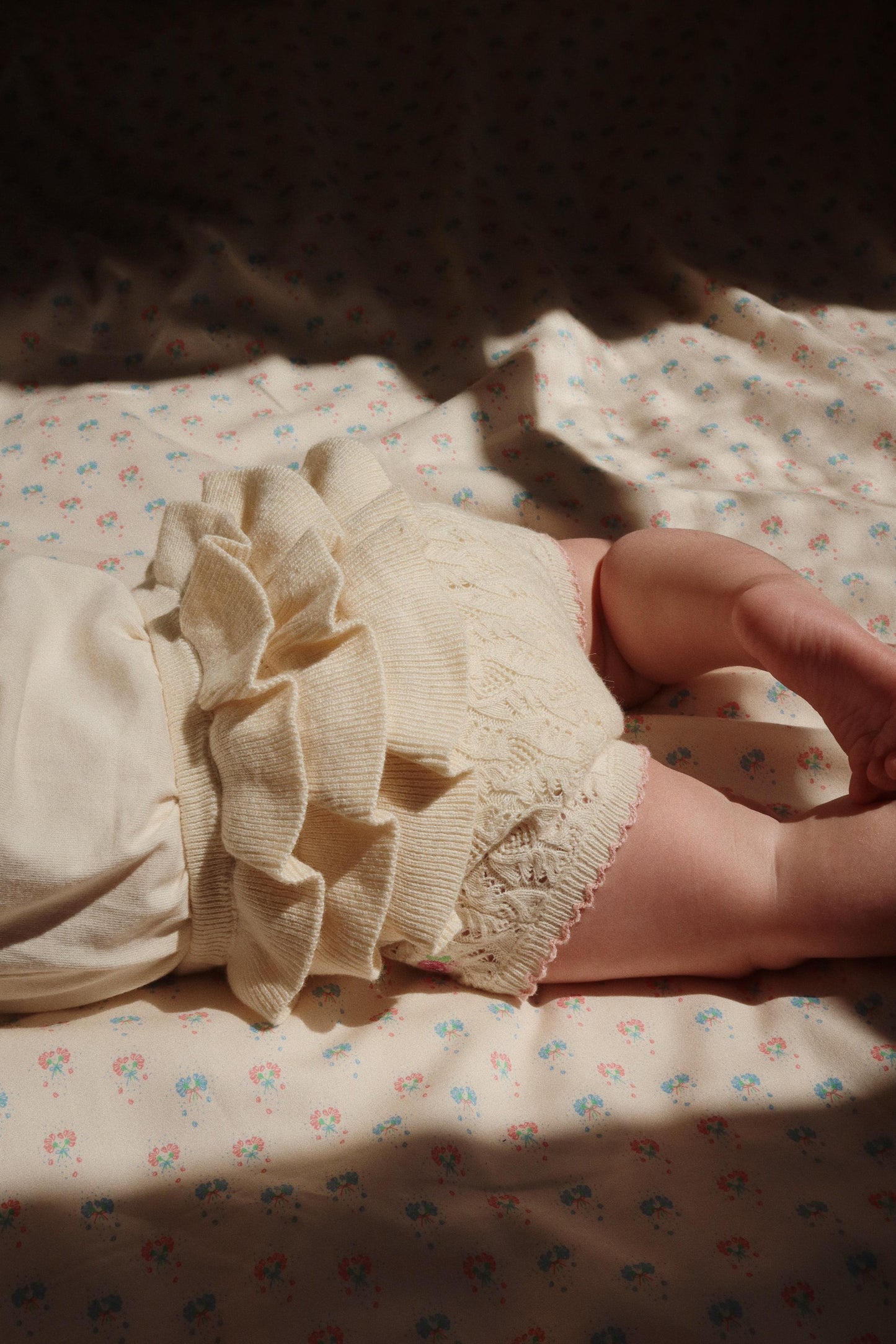 Knit Rose Embroidered Rosier Baby Bloomers